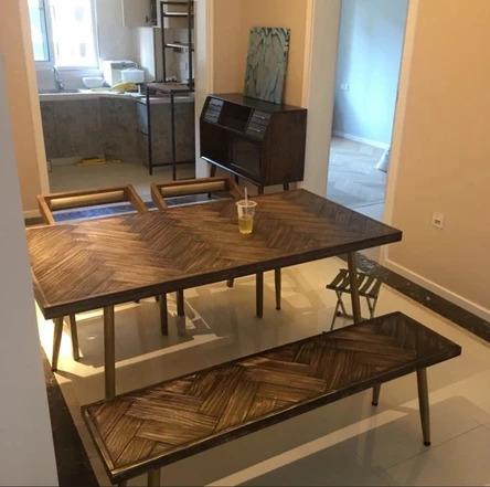 Herringbone Acacia Dining Table