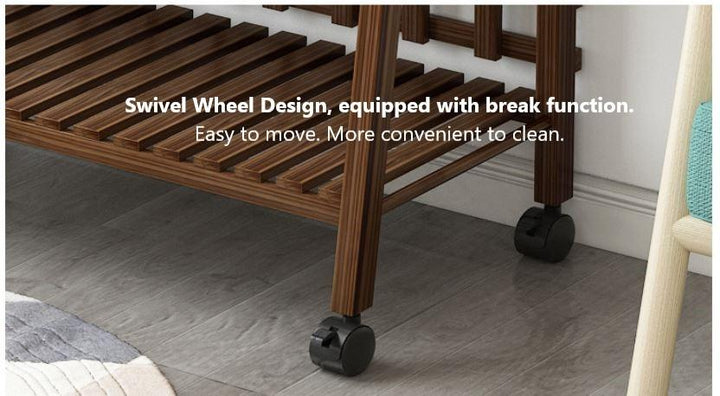 FLORA Wooden Plant  Display Rack_Shelf with Wheels