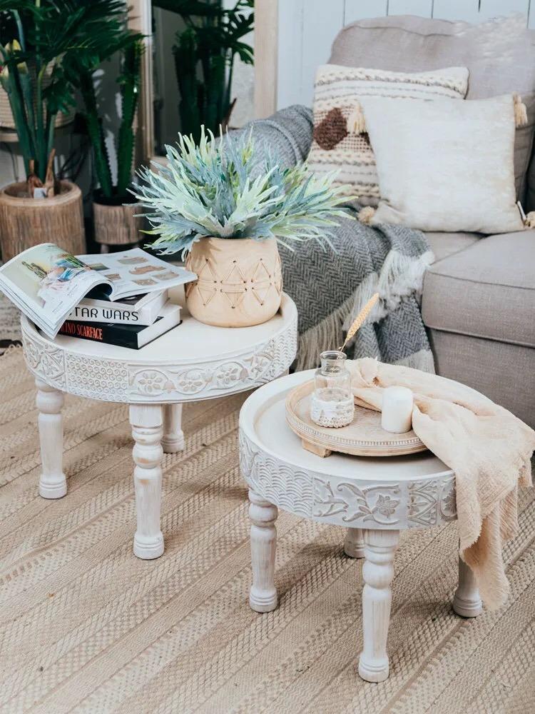 French White Tray Top End Table