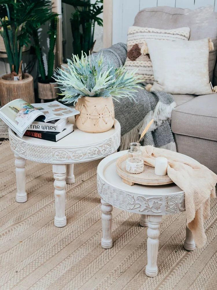 French White Tray Top End Table