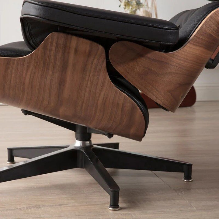 Leather Lounge Chair With Ottoman