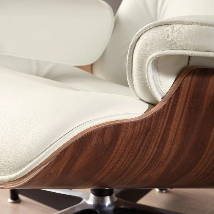 Leather Lounge Chair With Ottoman