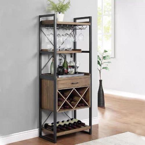 Industrial-Style Display Wine Rack Cabinet
