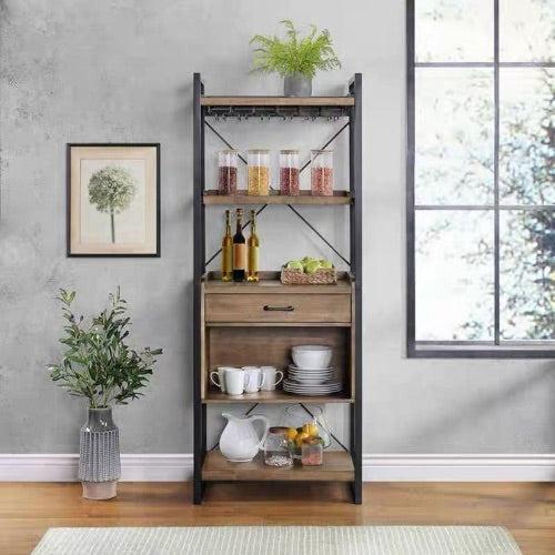 Industrial-Style Display Wine Rack Cabinet