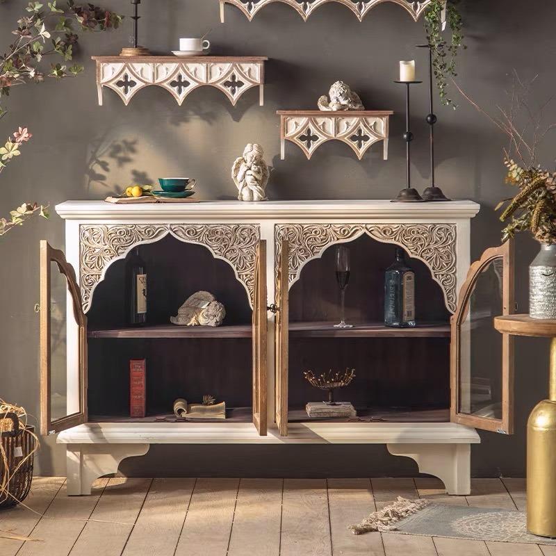 Rustic Farm House Wood China Cabinet