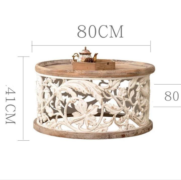 Solid Wood Top Drum End Table
