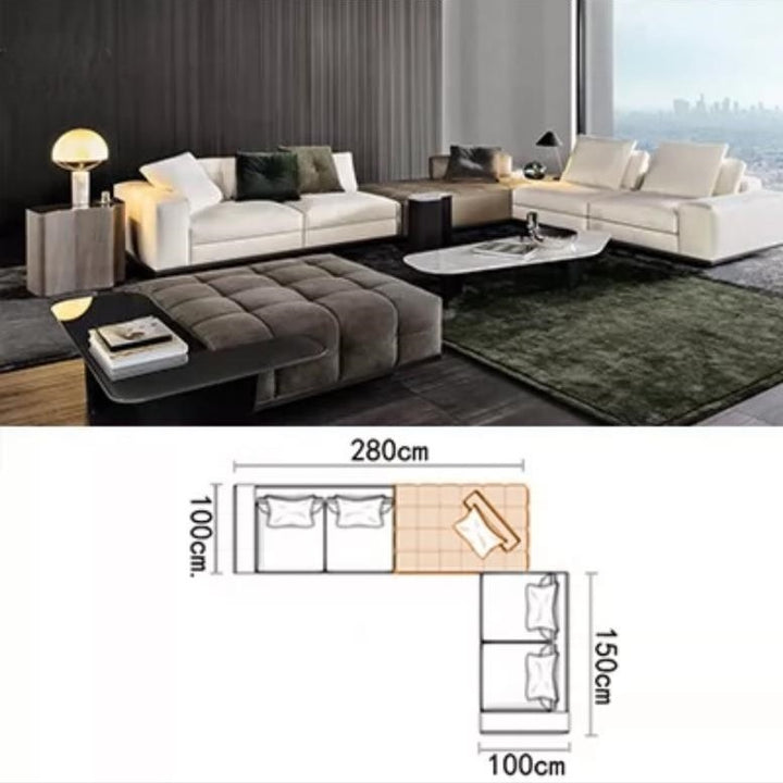 Velvet Upholstered Chaise Sectional Sofa