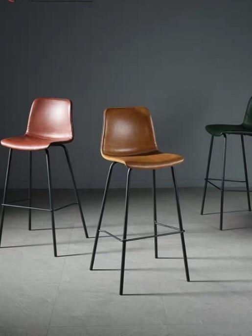Vintage Faux Leather Bar Stool for Modern Industrial Home