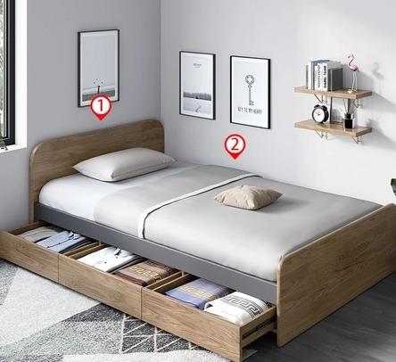 Bed Frame Solid Wood Super single Bed with mattress
